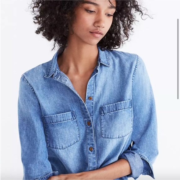 Madewell Cut Off Denim Shirt - Picture 2 of 10
